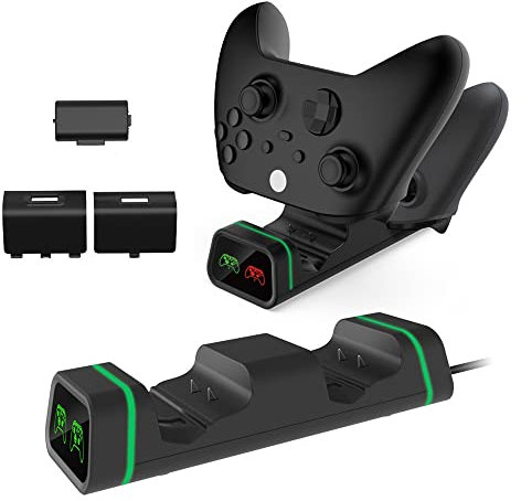 Estación de carga de controlador para Xbox One, cargador de controlador con 2 paquetes de baterías recargables de 800 mAh compatibles con controladores inalámbricos Xbox One/One X/One S/Xbox One Elite
