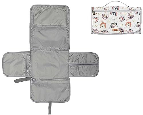 Hamur Home Windeltasche mit Tragbare Wickelunterlage Organizer und Kosmetiktasche 3in1 - Kleine Wickeltasche für Unterwegs Mamas Windeln Creme Tücher Baby Organizer (Rainbow)