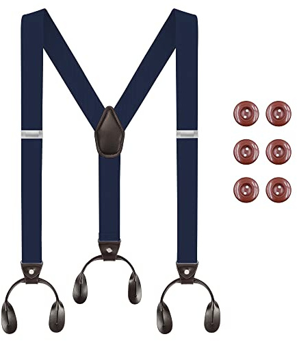 'Beaface Men's Braces Button End, Button Braces for Men Trousers Heavy Duty, Men Braces for Trousers with Buttons 1.4'' Wide Adjustable Elastic Y Shape'