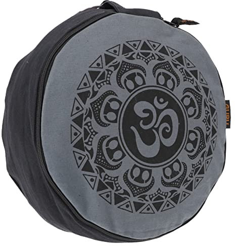 GURU SHOP Yoga Kissen, Yogakissen, Bedrucktes Meditationskissen mit Dinkel Füllung - Schwarz/grau, Baumwolle, 13x30x30 cm