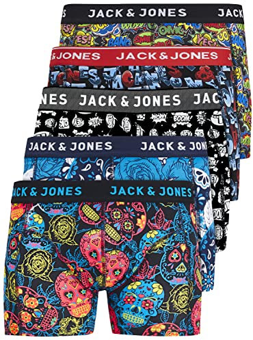 JACK & JONES Herren Unterhosen 5er Set/Pack Sale Männer Marken Boxershorts Weiss schwarz blau grau Shorts Trunks 95% Baumwolle S M L XL XXL (Farb Mix 4 M)