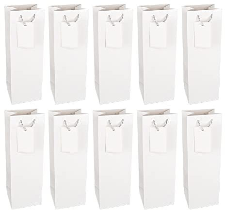 Ideen mit Herz Sacchetti regalo, 36 x 12 x 10 cm, sacchetti regalo per bottiglie, 10 pezzi, ideali come regalo di vino, spumante e champagne (bianco lucido)