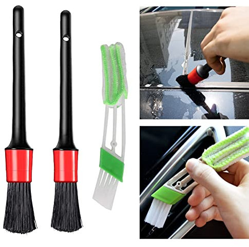 Pinceau de Détail,Brosse Nettoyage Voiture,3PCS Pinceau Detailing Auto,Auto Detailing Brush Set,Pinceau Nettoyage Voiture,Kit de Brosse Nettoyage Voiture pour Nettoyer Voiture Intérieur