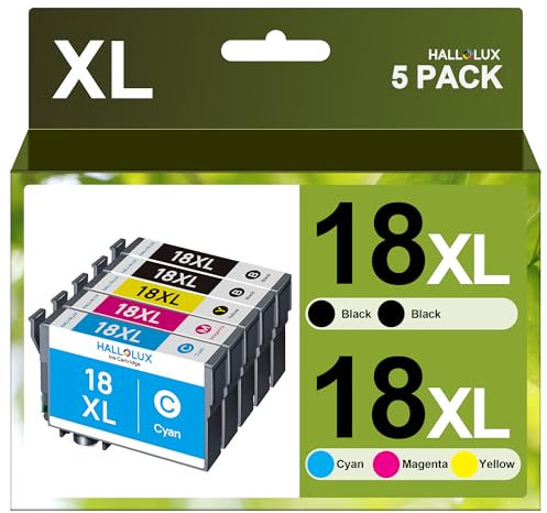 HALLOLUX 18XL Multipack Druckerpatronen Kompatibel für Epson 18XL 18 für Epson XP 322 Druckerpatronen für XP-305 XP-215 XP-225 XP-412 XP-422 XP-325 XP-312 XP-315 XP-205 XP-415 XP-425(5er-Pack)