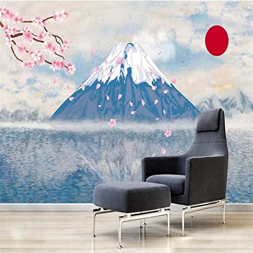 ZONOKI Papier Peint 3D Fleurs De Cerisier Du Mont Fuji, Paysage Japonais RéTro Trompe L'Oeil Decoration Murale Xxl Poster Mural - pour Photo Pour Le DéCor De Salon De Chambre à Couche 300 x 210 cm