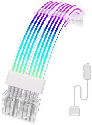 Sirlyr ARGB PC Cables,Strimmer 2 * 8 pin Extension Cable,PC Graphic Card Power Supply,5V 3Pin Sync RGB GPU Cable