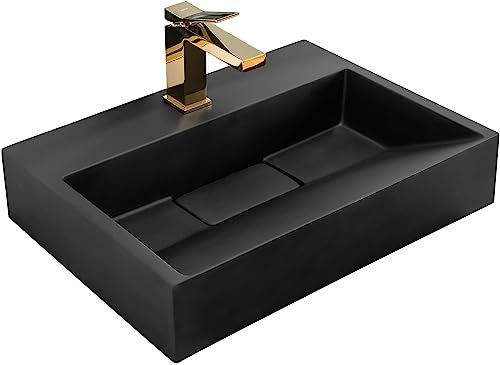 Rea Vasque en conglomérat Goya Black Mat 50cm Lavabo Salle de Bain 500 x 370 x 100 mm (noir mat)