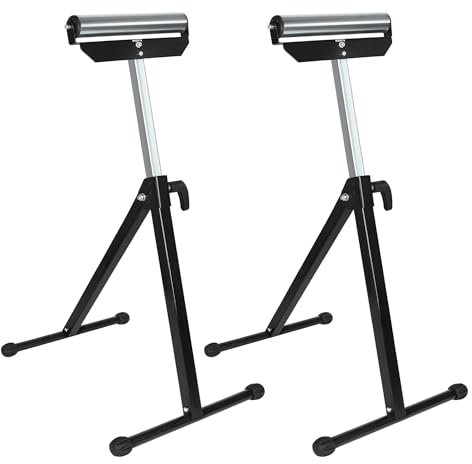Aufun 2x supporto a rulli, regolabile in altezza, supporto a rulli 68-107CM, supporto a rulli pieghevole, fino a 60 kg, supporto pieghevole da officina, con piedini antiscivolo, nero