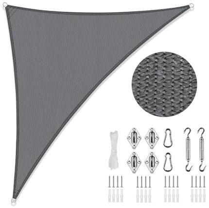 LOVE STORY Sonnensegel 2.5x2.5x3.5m mit Befestigung Set Dreieckig Antracita Sonnenschutz HDPE-Stoff, Atmungsaktiv, Wasserdurchlässig,95% UV-Schutz für Außenbereich, Terrasse, Balkon, Garten