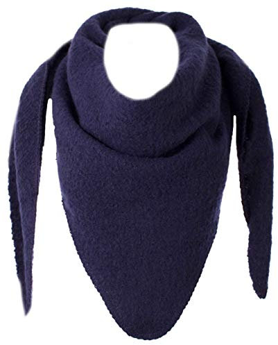 stylx Damen Schal XXL Dreieck Schal flauschig schal-tuch damen dicker dreieckstuch groß Wolle UNI Farben kuschelig (dunkelblau)