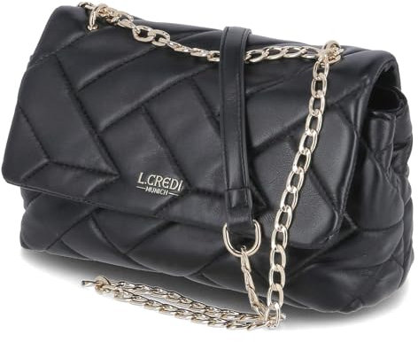 L.CREDI Damen Crossbody Bag Umhängetasche MALINDA schwarz Kunstleder, 99-Ohne Größen:-, Color:schwarz