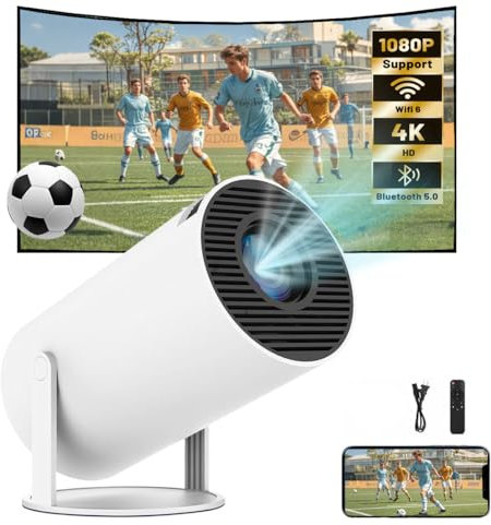 Mini Proyector Portátil 4K - Full HD WiFi 6, 200 ANSI Proyectores Inteligente, BT 5.0 Android 11.0, Auto Keystone, Giro de 180 Grados, 130 Pulgadas Flip Proyectores para Cine Casa