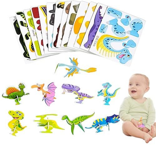 Paodduk 3D-Puzzles für Kleinkinder, Kleinkinder-Modell, DIY-Spielzeug - Set mit 25 3D-Papierpuzzles für Kinder zum Spaß - Vorkindergartenspielzeug für Kinder ab 3 Jahren für Kindergarten, Zuhause
