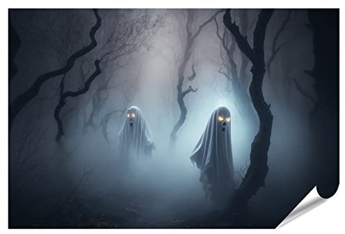islandburner Prime Bild Poster Scary Creepy Ghosts Foggy Forest Gespenster Glühende Augen Scary Creep Premium Bilder Fotodruck