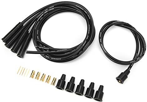 zündkabel stecker oldtimer Zündkerzenkabel, 8 Mm Zündkerzenkabel, 1 M Länge, Hocheffiziente, Stabile Zündung, Zündkerzenkabel-Set für 4-Zylinder-Oldtimer (BLACK)