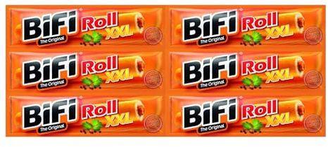 BiFi Roll XXL – 6er Pack (6 x 70 g) – Herzhafter, pikanter Salami Fleischsnack – Snack im Teigmantel