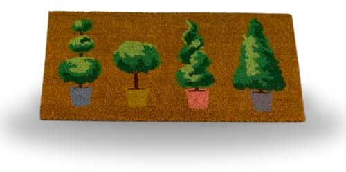 Garden Mile Non Slip Outdoor Decor Door Mat - Door Mats Outdoor Natural Coir 45 X 75cm - Home Entrance Mat - Welcome Mat For Outside Porch Entrance (Patio Pots)