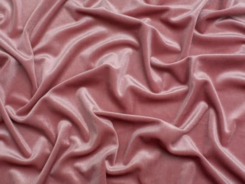 Minerva Tissu tricoté en velours extensible vieux rose – au mètre