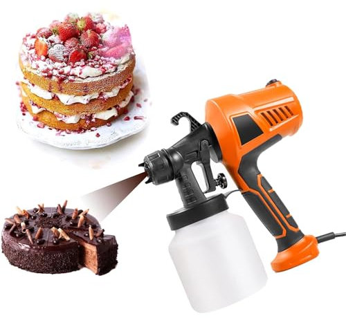 Amhuui Pistola Pulverizadora De Chocolate, Máquina De Chorro De Arena para Hornear Manual De 800 Ml, Kit De Decoración De Pasteles con Pulverizador De Pintura Eléctrico, Flujo Ajustable De 3 Formas