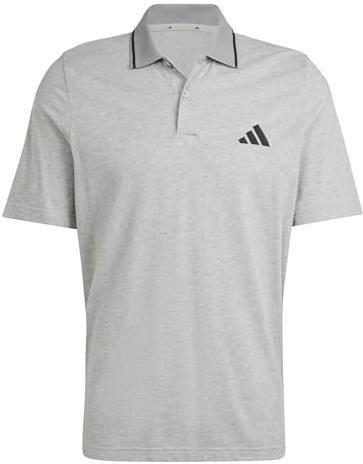 Adidas Herren Essentials SMALL Logo Pique Polo Shirt, medium Grey Heather/Black, XL