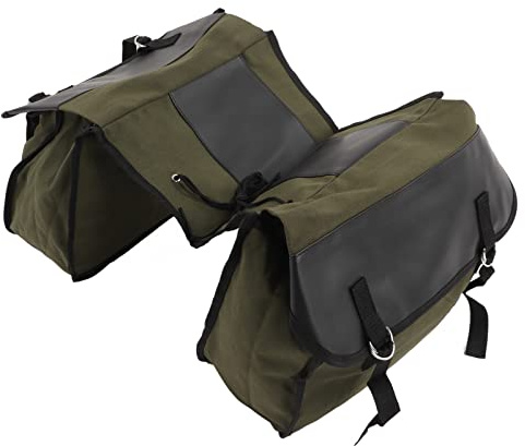 Drfeify Fahrradtasche, 12oz Canvas + Leder, Tragbare Fahrradhecktasche mit Großem Fassungsvermögen Zur Aufbewahrung von Dingen des Täglichen Bedarfs