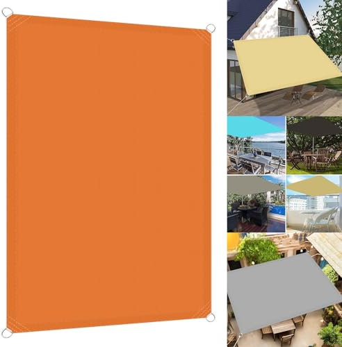 Telo Vela Ombreggiante 3 x 7 m Rettangolo Tenda da Sole Privacy Protezione UV 98% Antivento per Esterno Terrazza Giardino Piscina, Arancione