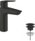 GROHE Start, Waschtischarmatur, wassersparend (Wasserhahn für das Bad, Badarmatur mit Pop-Up Ablauf, 19cm hoch, mit 3in1 Werkzeug, einfache Installation am Waschbecken), schwarz, 242042432