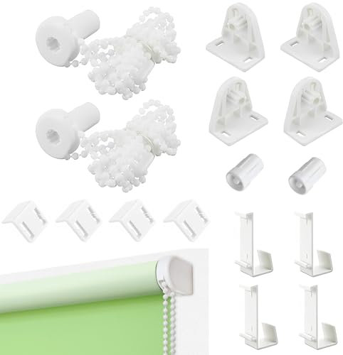 Klemmfix Halterung Set - 2 Stück Rollo Halterung für Fenster, 17mm Ohne Bohren, Ersatzteile, Klemmhalter für Verdunkelungsrollo, Doppelrollo, Seitenzugrollo (Weiß)