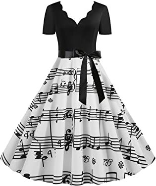 YMING Femmes Robes Col en V Robes De Soirée à Carreaux Cocktail De Soirée Vintage Robes De Bal De Festival Noter XL