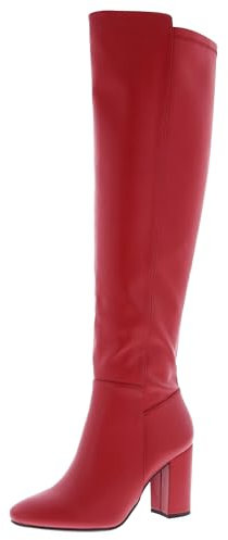 TruFox Stivali da donna con tacco alto al ginocchio e alla moda, Rosso, 40.5 EU