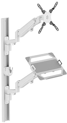 ZeboZap ZLTV8022 - Soporte de pared para monitor con bandeja para teclado, se adapta a 17 a 43 pulgadas, soporte de pared para monitor individual + bandeja de soporte para laptop, funciona desde la