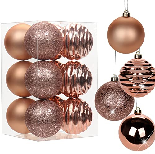 12er-Set 8cm Christbaumkugeln Set Weihnachtsbaumkugeln Kunststoff Weihnachtsbaumschmuck mit Aufhängeöse Weihnachtsbaumschmuck für Hochzeit, Feiertage, Party, Weihnachten, Halloween, Heimdekoration