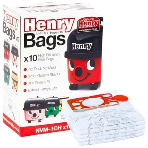Pack of 10 Geniune Numatic Henry Hoover Bags | HEPA-Flo Dust Bags – Perfectly Compatible with Hetty Hoover bags for Superior Cleaning Performance.
