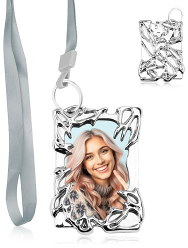 Kpop Photocard Holder, Galvanisieren Kunststoffe Unregelmäßig Rahmen Photocard Holder, Silberner Y2K Fotokartenhalter, Keychain the Frame für ID-Karten & Schlüsselanhänger, Ideal für Kpop Fotokarten