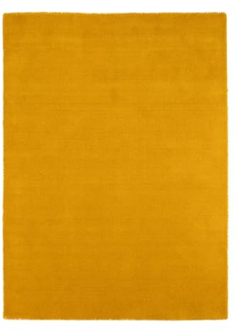 carpetfine handgefertigter Wollteppich Gabbeh Lola Gelb 140x200 cm Weich, Hochwertig, Zeitlos | Reine Schurwolle für Gemütlichkeit & Eleganz im Wohn- und Schlafzimmer