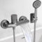 Robinet de baignoire cascade avec douchette, montage mural, avec douchette, 3 fonctions, tuyau en acier inoxydable de 1,5 m, robinet de baignoire avec douchette pour salle de bain