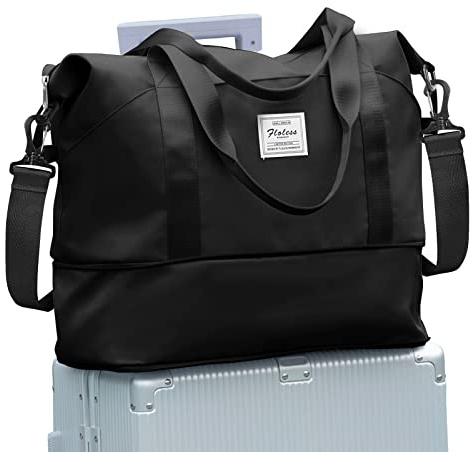 SEAFEW Reisetasche Damen Sporttasche 40x30x20 Ryanair Handgepäck Tasche | Weekender Bag Schwimmtasche Wasserdicht Travel Duffle Bag Wickeltasche Trainingstasche Frauen für Reise Gym,Schwarz Hell