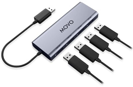 Movo UMX-1 USB Microphone Hub – 4-Port Powered USB Interface for Podcasting & Streaming Mics – Low-Noise, High-Speed
