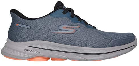 Skechers Men's GO Walk 8 Pate Trainers, Slate Textile, 10 UK | Slip-ins Hands Free, Air-Cooled Goga Mat Insole, Ultra Go Midsole, Machine Washable