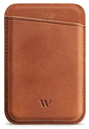 WIIUKA magnetisches Leder Wallet kompatibel mit MagSafe, Hülle für iPhone 17/16 / 15/14 / 13 Serie Kartenhalter, Vintage Cognac