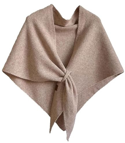 Muorruo Faux Pashmina Schal Wickeltuch für Damen, Wickelcardigan Cape Kunstwolle Kaschmir Schultertop Pullover Schal, Gestrickter Dreiecksschal Schal mit Loop Wintergeschenk