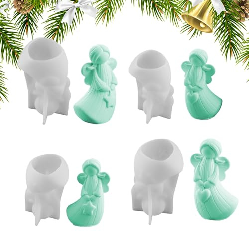 Mppchhn Weihnachtsengel Form – leicht zu lösende festliche Handarbeitsformen – Engelskerzen, Seife, Form, für Beton, Gips, Zement, Ton