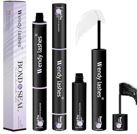 WENDY LASHES Eyelash Glue 2-IN-1-Bond 6ml+6ml | Lash Bond and Seal for Cluster Lashes Individual Lash Glue Strong Hold Bond DIY at Home
