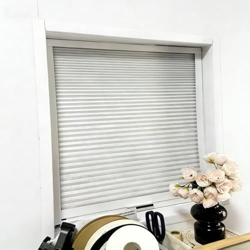 Vibeo Porte Accordéon Interieur Porte Accordéon Pliable Blanche, Porte Enroulable Décorative avec Rail en Aluminium, Kit de Porte Coulissante Ajustable pour Meuble de Cuisine(40x40cm(15.7x15.7in))