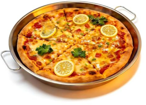 YQGQSUAK 12.4 in Stainless Steel Drip Pan, Pizza Tray with Handles | For BBQ grills, ovens, roasting, baking, catching drips and serving small portions.
