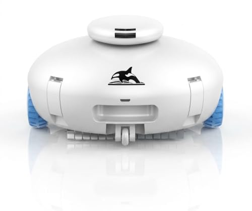 (2026 Neu) AQUVII Poolroboter, 120 Minuten Reinigungszeit, Automatische Reinigung mit Selbsteinparkfunktion, Leichter Poolreiniger Ideal für Aufstellpool