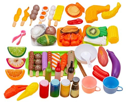 Kit de jeu de barbecue pour – Station de cuisson interactive, réaliste et colorée | Ensemble de de barbecue et de cuisine pour , ensemble complet avec ustensiles, accessoires