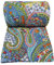 Kiara Indische handgemachte Quilts Baumwolle Blumendruck wendbar Kantha Paisley Muster Tagesdecken & Decken Stich Überwurf Twin Size/Queen Size (blau, Queen)