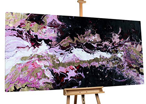 KunstLoft Peinture à l'huile sur Toile XXL 'l'amour pour toi' de 200x100cm | Huile sur Toile Peinte à la Main | couler Abstrait Rose Violet | Art Moderne