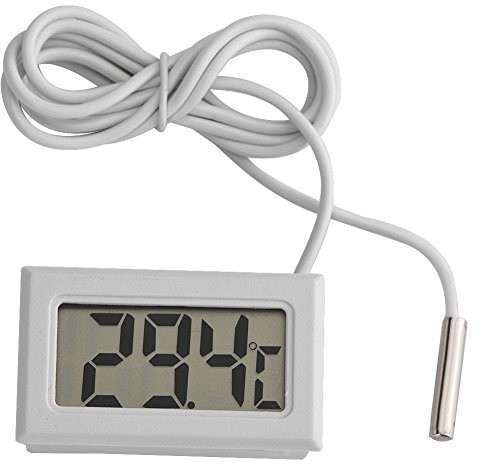 Tonysa Mini LED Digitales LCD Thermometer, für Aquarium/Geflügel/Reptil/Inkubator/Gewächshaus, mit LR44 Batterien, 1,5 m Sensor